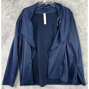Marika Womens 0X Blue Cardigan‎ Long Sleeve Top Open Lightweight Casual Ribbed